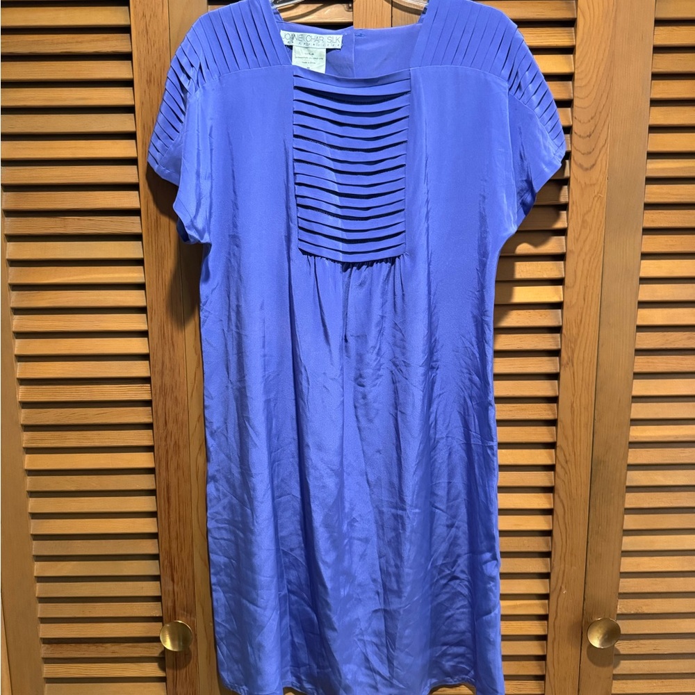 Purple Pleated Silk Dress, vintage, 12
